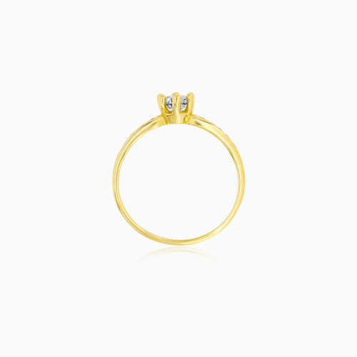 Refined Yellow Gold Zircon Ring