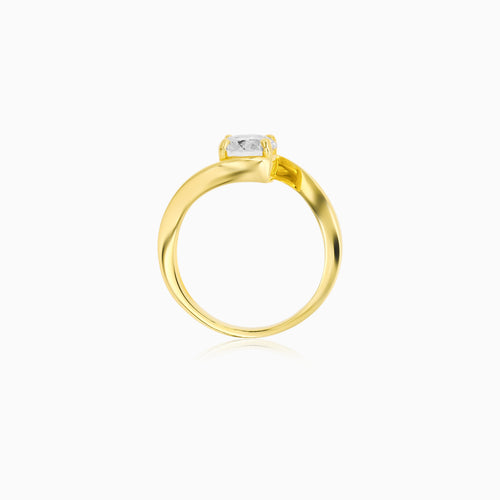 Modern Yellow Gold Zircon Ring