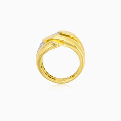 Modern Sculptural Zircon Statement Ring