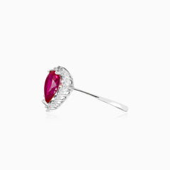Bague pour femmes en rubis royal et zircone cubique