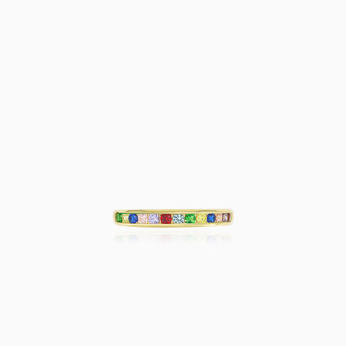 Eleganter Ring aus Gelbgold mit bunten Edelsteinen