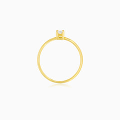 Minimalist Yellow Gold Baguette Zircon Ring
