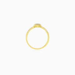 Yellow Gold Round Cubic Zirconia Halo Ring