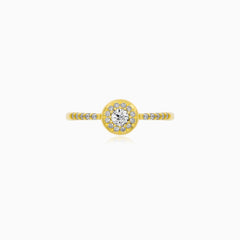 Yellow Gold Round Cubic Zirconia Halo Ring