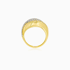 Two Tone Gold Zircon Statement Ring