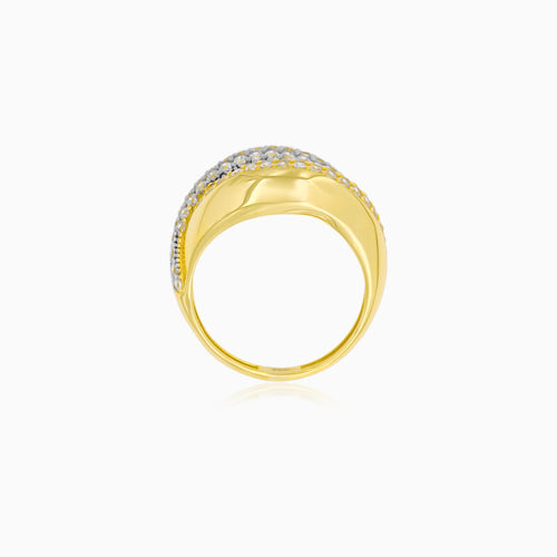 Two Tone Gold Zircon Statement Ring