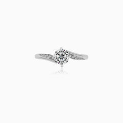 14kt White Gold Twisted Cubic Zirconia Engagement Ring