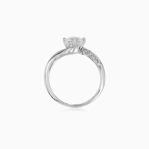 14kt White Gold Twisted Cubic Zirconia Engagement Ring