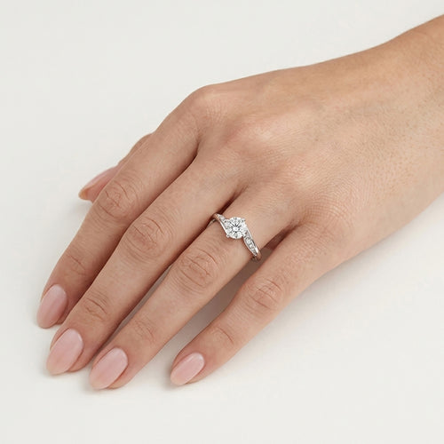 14kt White Gold Twisted Cubic Zirconia Engagement Ring