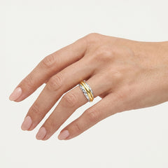 Modern Two-Tone Gold Band Ring