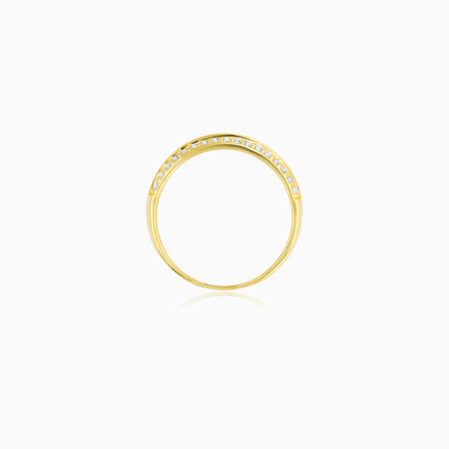 Golden Double Pavé Zirconia Ring