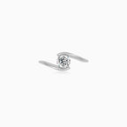 Modern White Gold Semi-Bezel Cubic Zirconia Ring