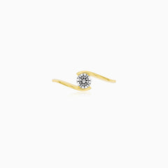 Yellow Gold Wave Zircon Ring