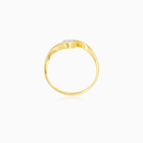 Yellow Gold Wave Zircon Ring