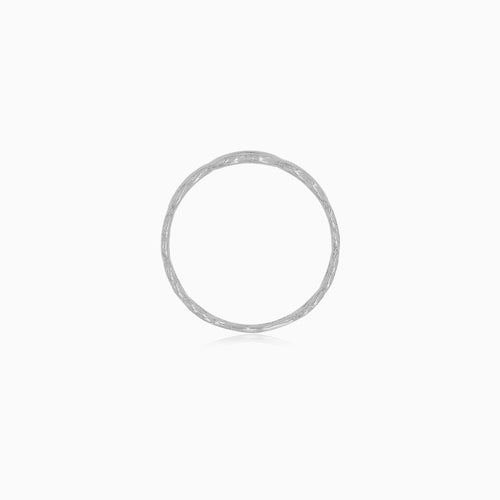 White Gold Open Heart Band Ring