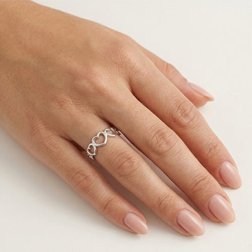 White Gold Open Heart Band Ring