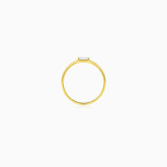 Yellow Gold Baguette Zircon Ring