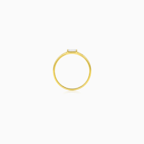 Yellow Gold Baguette Zircon Ring