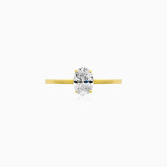 Yellow Gold Oval Cubic Zirconia Ring