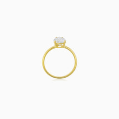 Yellow Gold Pear-Cut Zirconia Solitaire Ring