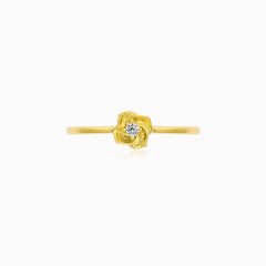 Yellow Gold Floral Zircon Ring
