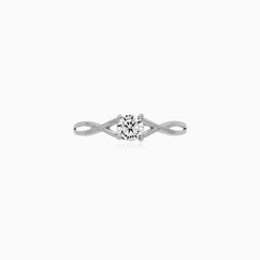 White Gold Twisted Cubic Zirconia Ring