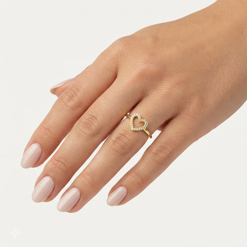 Yellow Gold Pavé Heart Ring