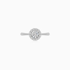 White Gold Cubic Zirconia Halo Ring
