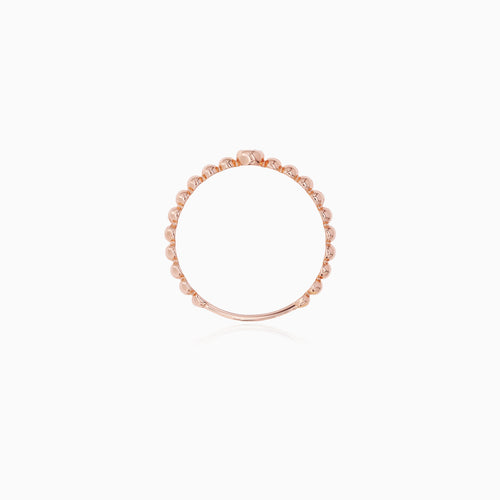 Rose Gold Beaded Zirconia Ring