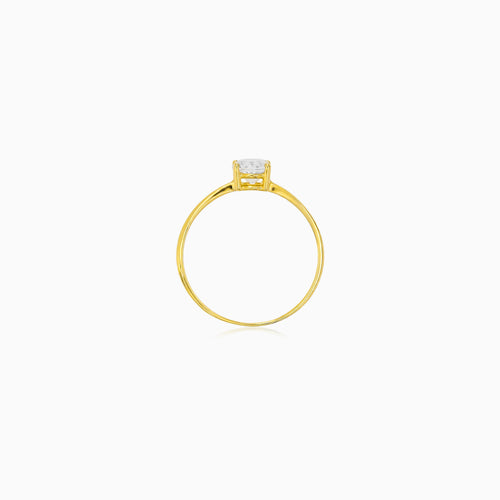 Yellow Gold Cubic Zirconia Solitaire Ring