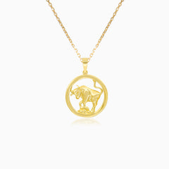 Taurus Zodiac Medallion Gold Pendant