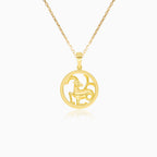 Capricorn Zodiac Medallion Gold Pendant