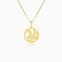 Capricorn Zodiac Medallion Gold Pendant