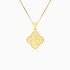 Textured Clover Gold Pendant in Yellow Gold