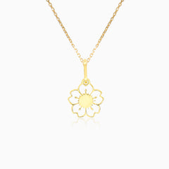 Openwork Floral Pendant in Yellow Gold