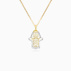 Zlatý Přívěsek Ruka Hamsa ve Dvou Odstínech Zlata