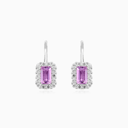 Amethyst-Tropfenohrringe aus Weißgold