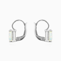 Weißopal-Solitär-Tropfenohrringe für Damen