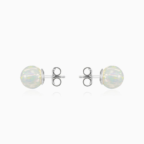 White opal stud earrings in gold