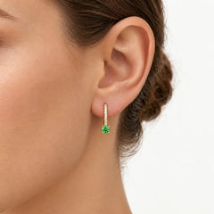 Yellow Gold Emerald Drop Earrings
