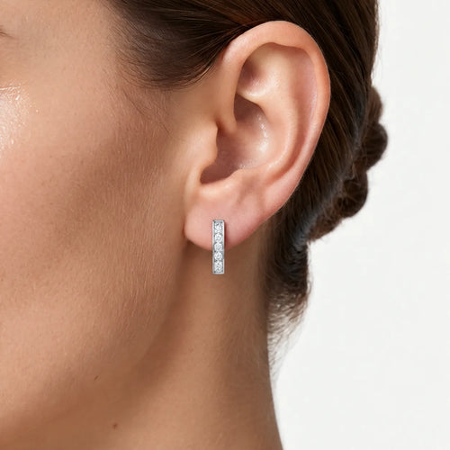 White Gold Cubic Zirconia Drop Earrings