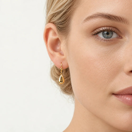 Sculpted Yellow Gold Teardrop Earrings