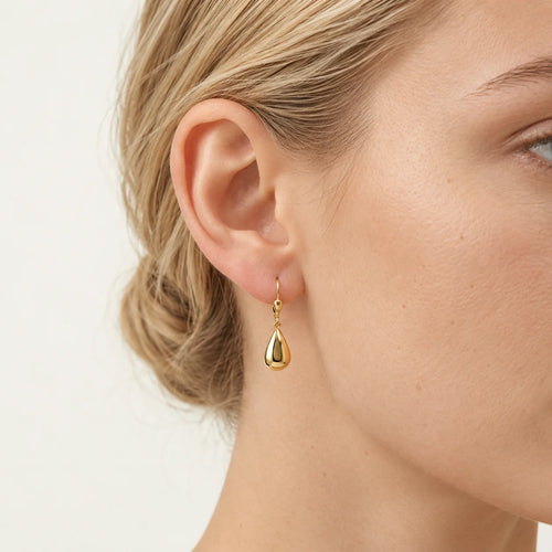 Sculpted Yellow Gold Teardrop Earrings