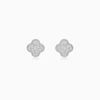 Sculpted White Gold Clover Stud Earrings