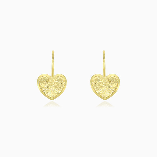 Hängeohrringe aus Gelbgold mit Herzanhänger