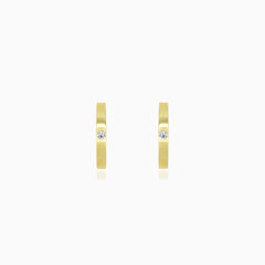 Cubic zirconia yellow gold hoop earrings