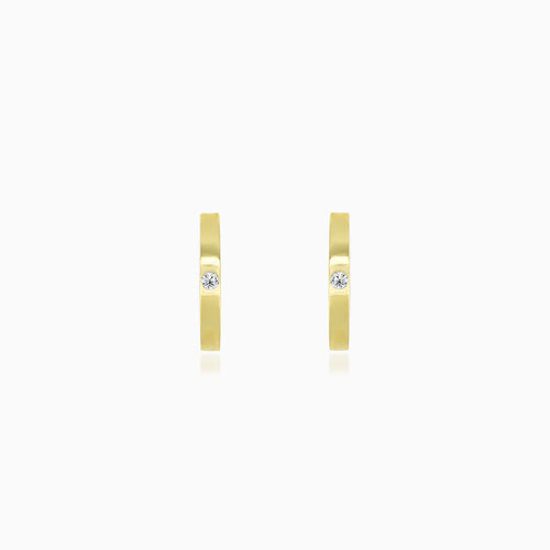 Cubic-Zirkonia-Gelbgold-Hoop-Ohrringe