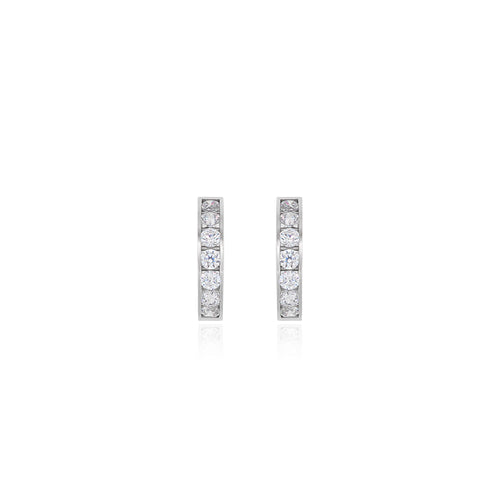 Elegant white gold hoops with cubic zirconia