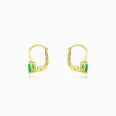 Pendientes de corazón con esmeralda y circonita