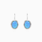 Drop earrings with oval blue opal